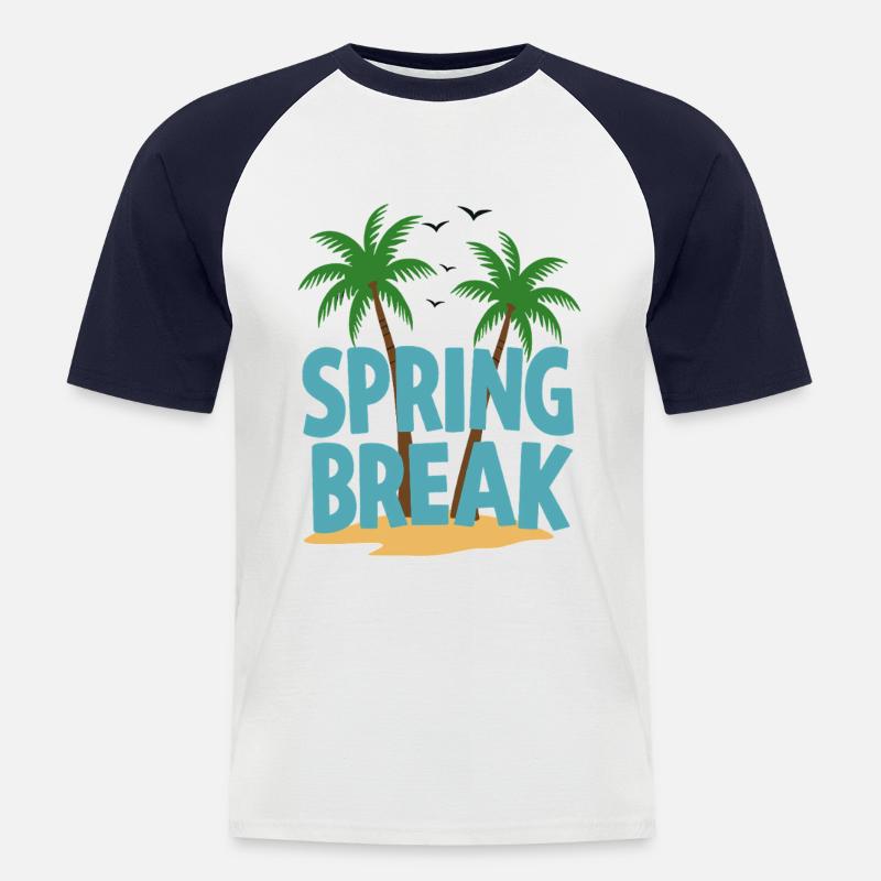 Spring Break Palmen Strand - Männer Baseball-T-Shirt - Weiß/Navy