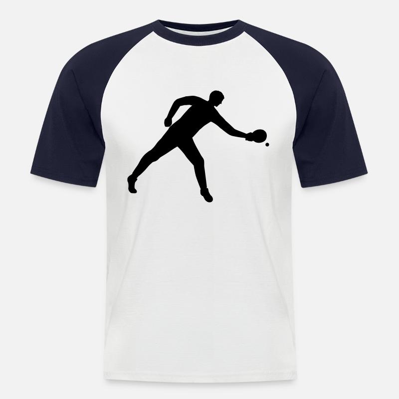 Tennis de table dynamique - T-shirt baseball manches courtes Homme - blanc/marine