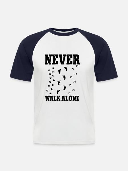 Never Walk Alone Hund Pferd - Männer Baseball-T-Shirt - Weiß/Navy