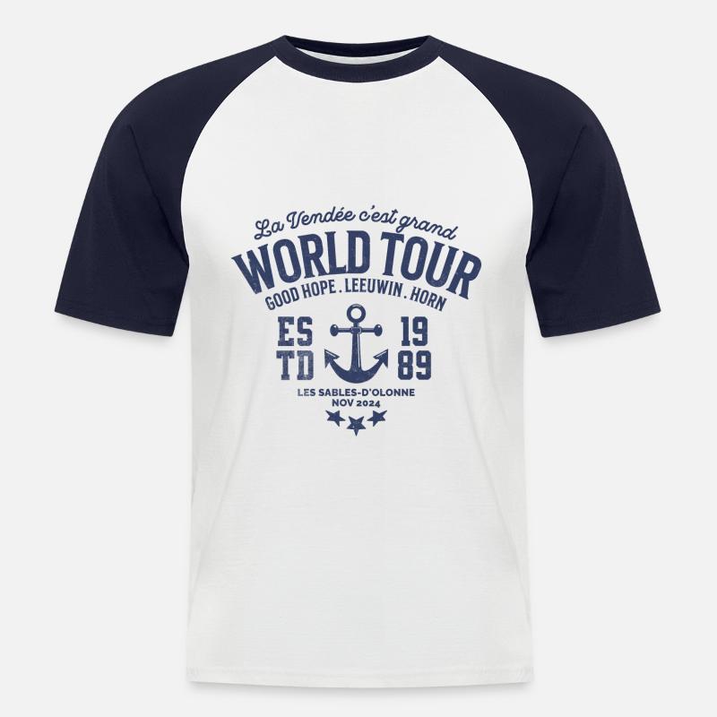 Worldtour Regatta blc - Männer Baseball-T-Shirt - Weiß/Navy