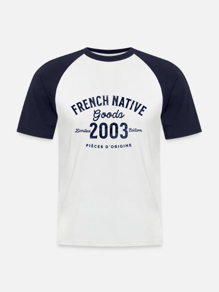 French native Goods 2003 - T-shirt baseball manches courtes Homme - blanc/marine