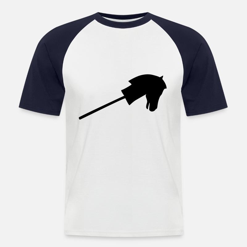 Stockpferd Reiten - Männer Baseball-T-Shirt - Weiß/Navy
