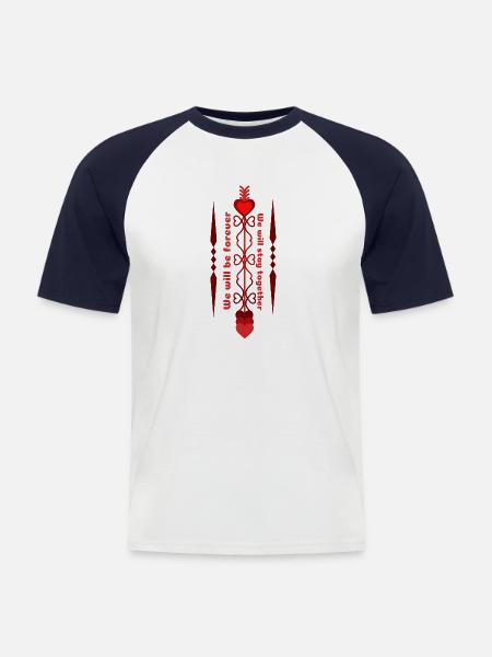 Der große Liebespfeil - Männer Baseball-T-Shirt - Weiß/Navy