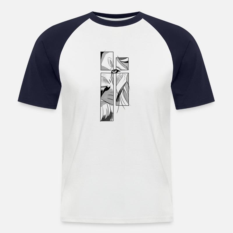 Geometrischer Löwe - Männer Baseball-T-Shirt - Weiß/Navy