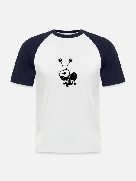 Ameise - Männer Baseball-T-Shirt - Weiß/Navy