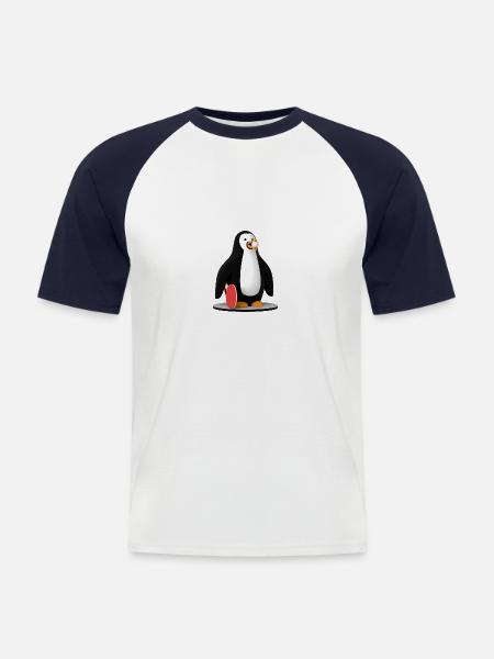 Tischtennis Pingpong Pinguin - Men's Baseball T-Shirt - white/navy