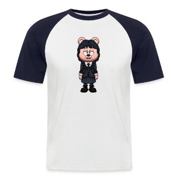Wednesday Teddy Bear - Men's Baseball T-Shirt - white/navy - Front - Nik (191cm)