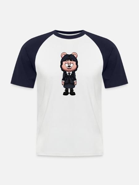 Wednesday Teddy Bear - Men's Baseball T-Shirt - white/navy