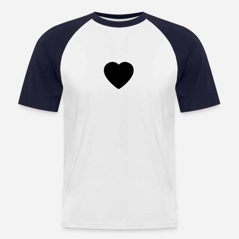 Heart Round - Männer Baseball-T-Shirt - Weiß/Navy