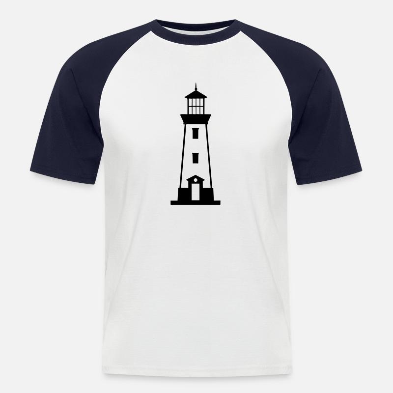 Leuchtturm - Männer Baseball-T-Shirt - Weiß/Navy