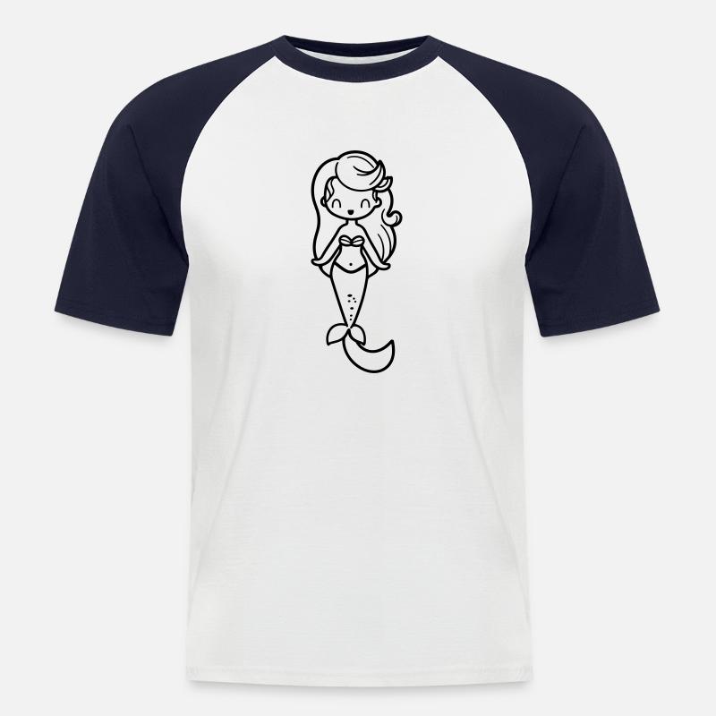 Meerjungfrau - Männer Baseball-T-Shirt - Weiß/Navy