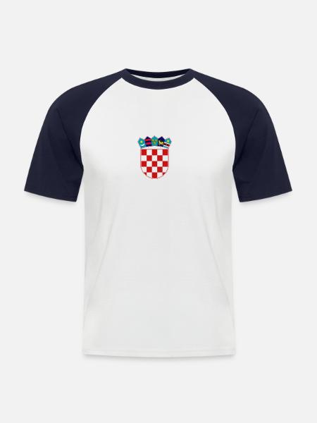 Kroatisches Wappen - Männer Baseball-T-Shirt - Weiß/Navy