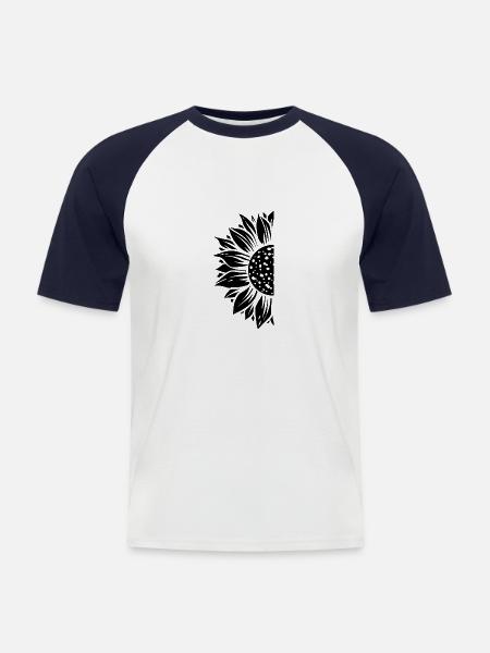 Half sunflower black - Men's Baseball T-Shirt - white/navy