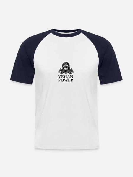 Vegan Power - Männer Baseball-T-Shirt - Weiß/Navy
