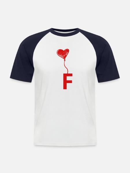 Letter f heart - Men's Baseball T-Shirt - white/navy