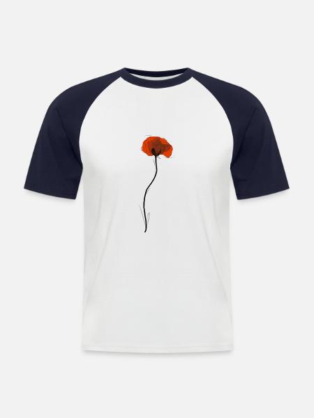 Poppy (day) - Men's Baseball T-Shirt - white/navy