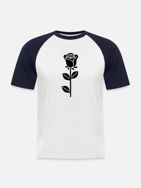 Pink Flower - Men's Baseball T-Shirt - white/navy