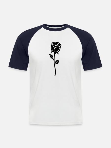 Fleur rose - T-shirt baseball manches courtes Homme - blanc/marine