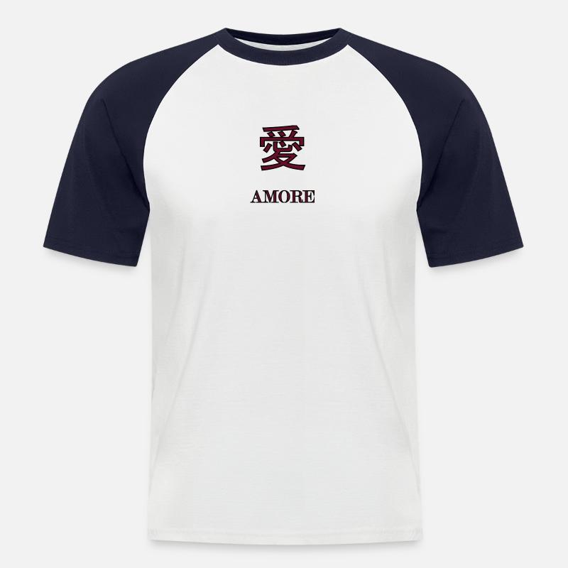 AMORE - Männer Baseball-T-Shirt - Weiß/Navy