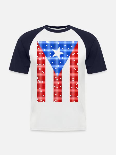 8bit Puerto Rico - Männer Baseball-T-Shirt - Weiß/Navy