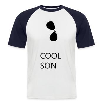 Cool Son - Men's Baseball T-Shirt - white/navy - Front - Nik (191cm)