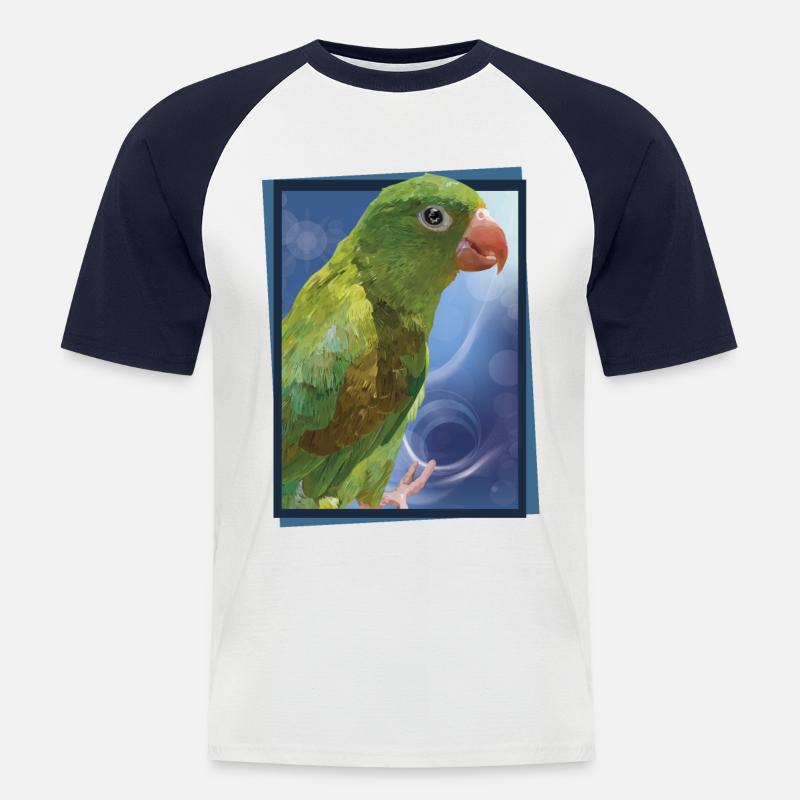 Der gebräunten Sittich - Männer Baseball-T-Shirt - Weiß/Navy