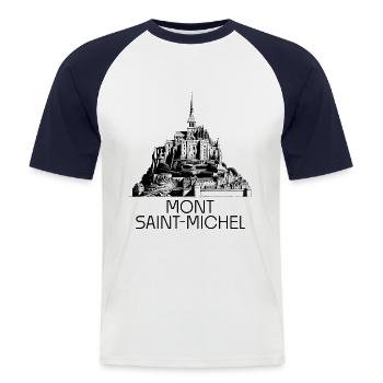 Mont Saint Michel Souvenir aus der Normandie Frankreich - Männer Baseball-T-Shirt - Weiß/Navy - Vorne - Nik (191cm)