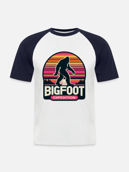 Bigfoot Expedition Wandern | Sasquatch-Jäger - Männer Baseball-T-Shirt - Weiß/Navy