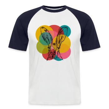 Hase Pop Art - Männer Baseball-T-Shirt - Weiß/Navy - Vorne - Nik (191cm)