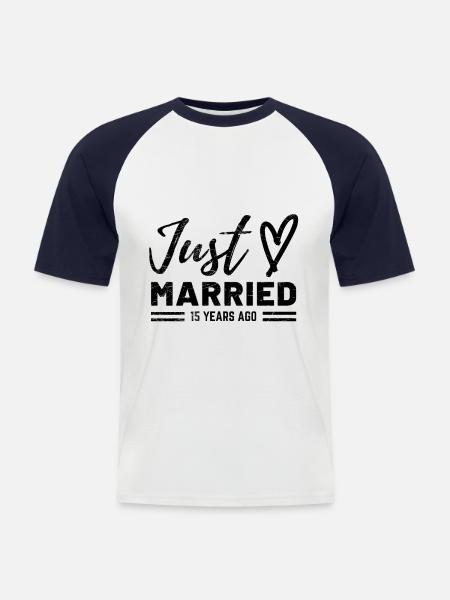15th wedding anniversary - Men's Baseball T-Shirt - white/navy