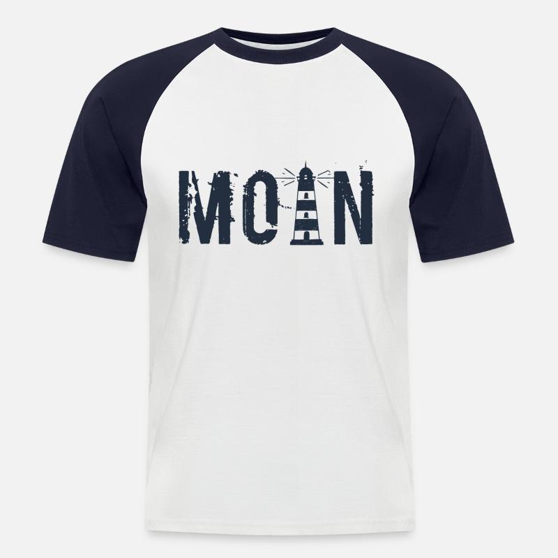 Moin - Leuchtturm - Männer Baseball-T-Shirt - Weiß/Navy