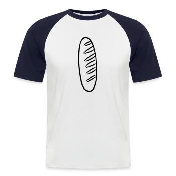 baguette - T-shirt baseball manches courtes Homme - blanc/marine - Devant - Nik (191cm)