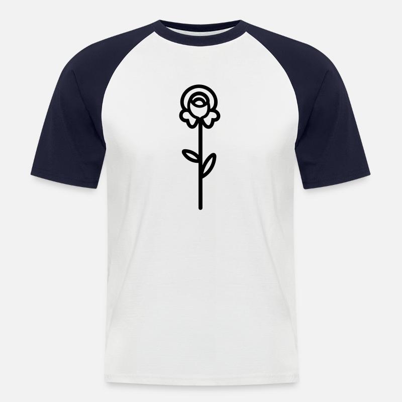 Rosa Blume - Männer Baseball-T-Shirt - Weiß/Navy
