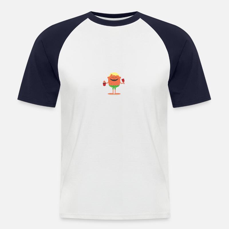Sommer - Männer Baseball-T-Shirt - Weiß/Navy