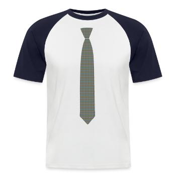 Pattern tie, tie shirt, t-shirt with tie - Men's Baseball T-Shirt - white/navy - Front - Nik (191cm)