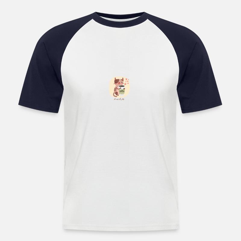 Katze - Männer Baseball-T-Shirt - Weiß/Navy