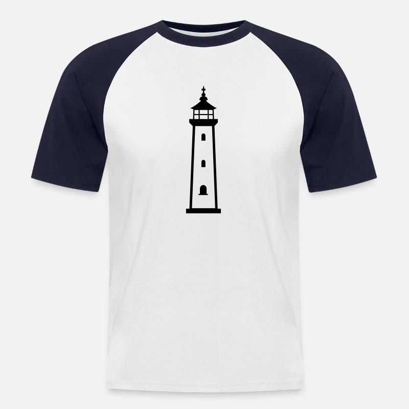 Leuchtturm - Männer Baseball-T-Shirt - Weiß/Navy