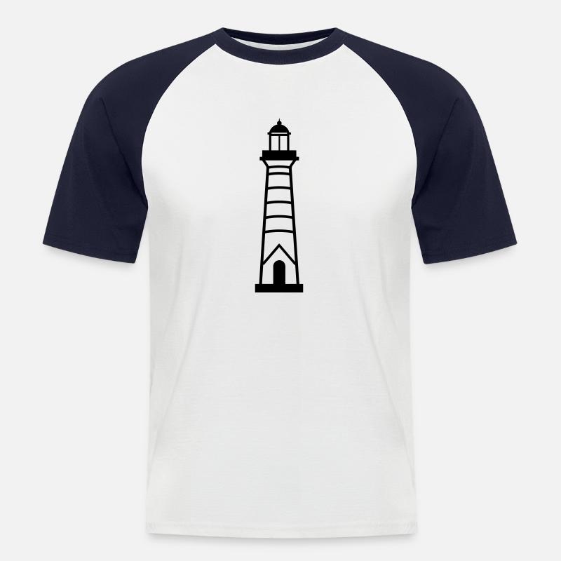 Leuchtturm - Männer Baseball-T-Shirt - Weiß/Navy