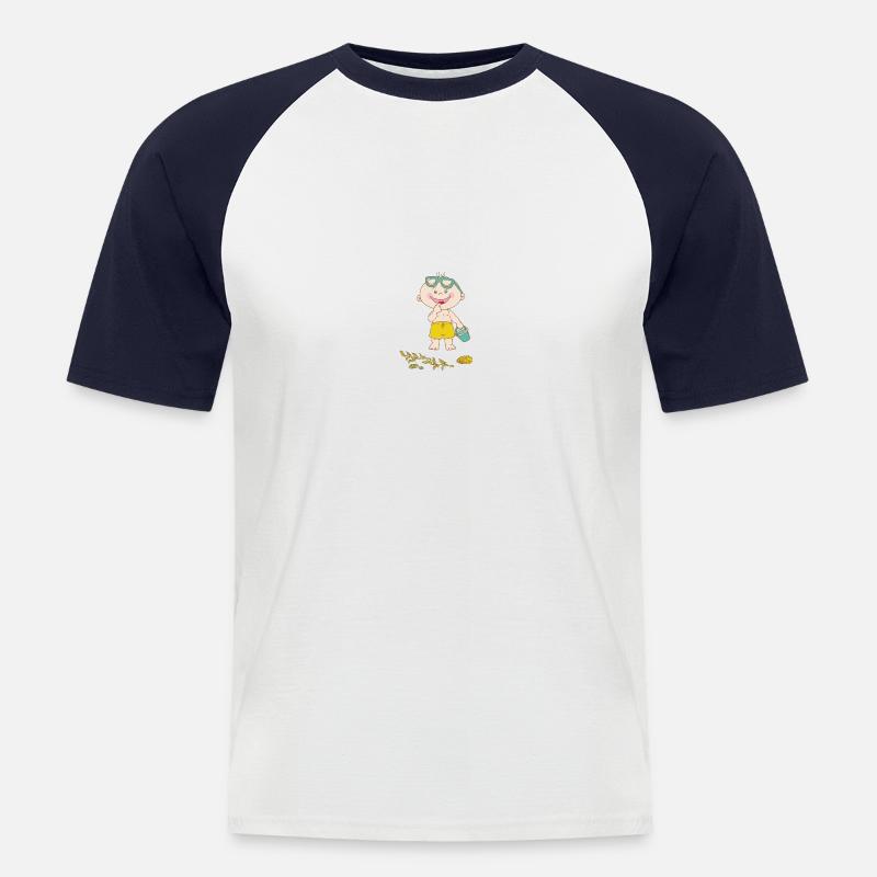 Sommer - Männer Baseball-T-Shirt - Weiß/Navy