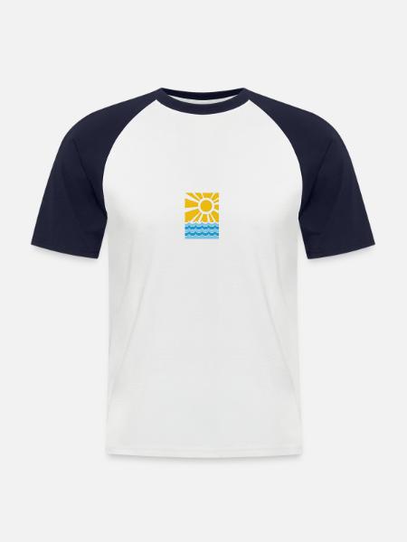 Sommer - Männer Baseball-T-Shirt - Weiß/Navy