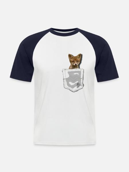 pocket fox by CustomStyle - Men's Baseball T-Shirt - white/navy
