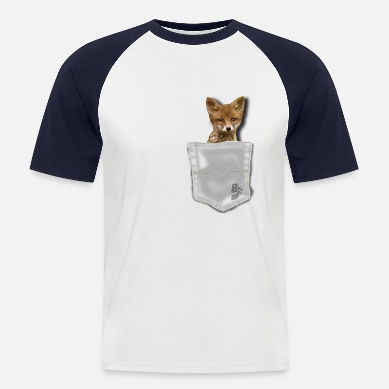 Tasche Fuchs von Custom - Männer Baseball-T-Shirt - Weiß/Navy