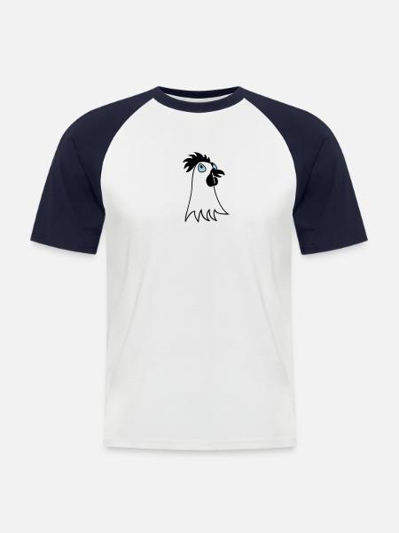 Henne / hen (head, 3c) - Men's Baseball T-Shirt - white/navy