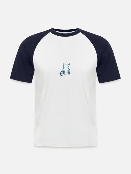 Katze - Männer Baseball-T-Shirt - Weiß/Navy