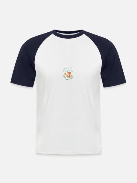 Fahrrad - Männer Baseball-T-Shirt - Weiß/Navy