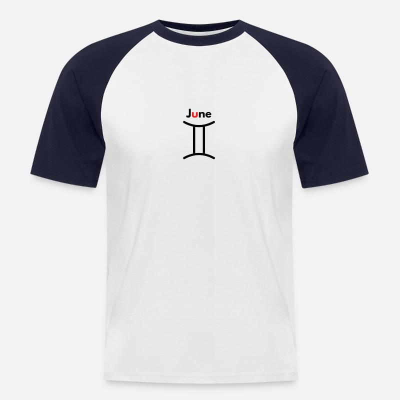 Monat mit seinem Sternzeichen Juni/Zwillinge - Männer Baseball-T-Shirt - Weiß/Navy