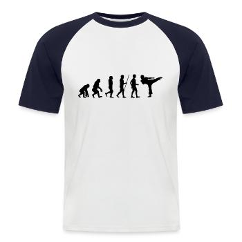 KARATE Evolution Kampfsport Kickboxen Bruce Lee - Männer Baseball-T-Shirt - Weiß/Navy - Vorne - Nik (191cm)