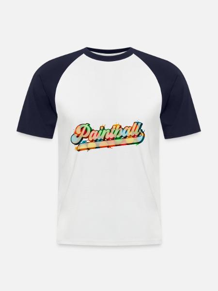 Paintball Airsoft Gotcha Markierer - Männer Baseball-T-Shirt - Weiß/Navy