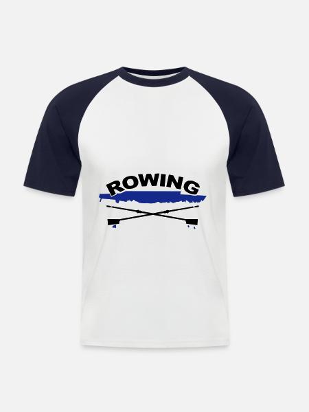 Rudern, Rowing - Männer Baseball-T-Shirt - Weiß/Navy