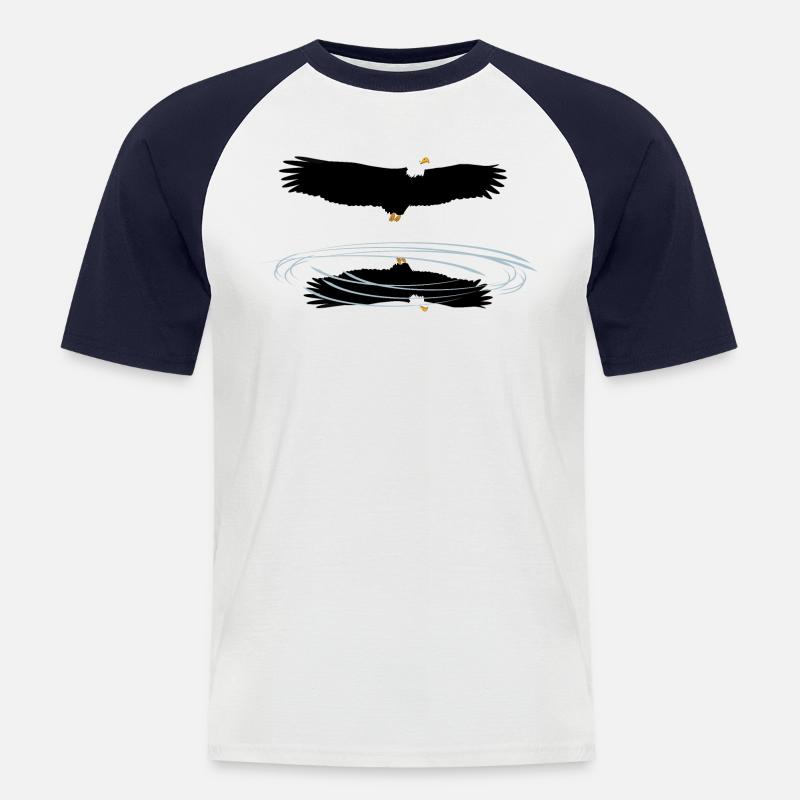 Reflet de pygargue à queue blanche animaux drôles fun4m3animal - T-shirt baseball manches courtes Homme - blanc/marine